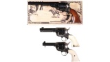 Three Single Action Revolvers -A) Uberti/Cimarron Model 1872 Open Top Army Revolver with Box and Hol