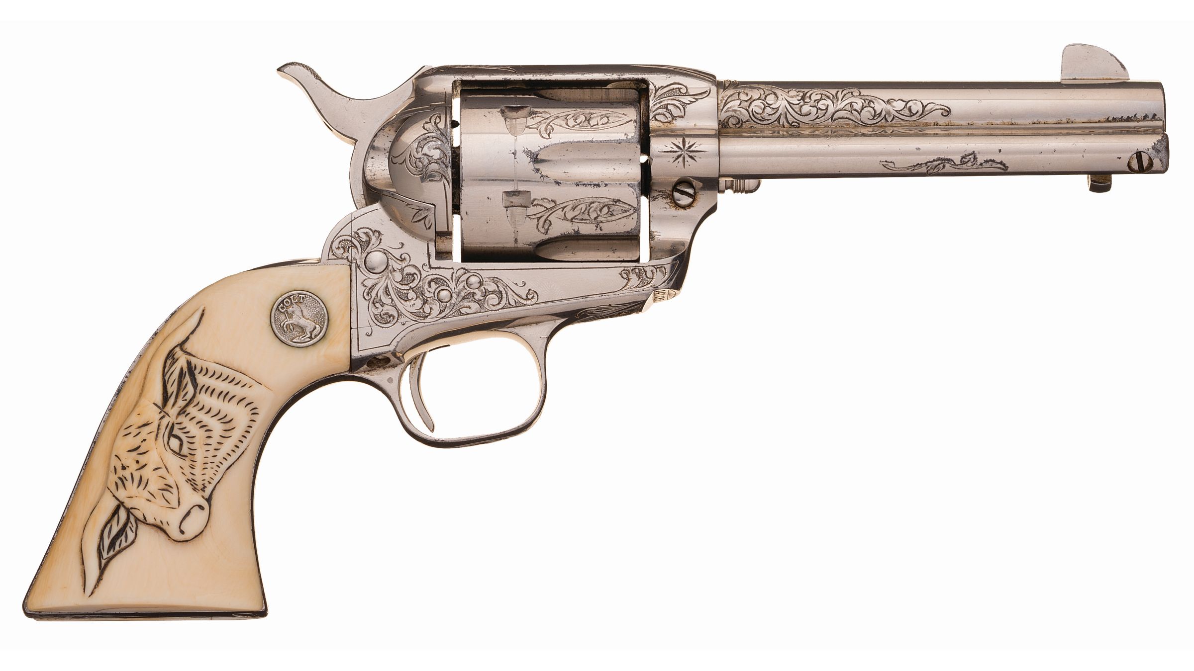 Factory Engraved Nickel Colt SAA Revolver, | Proxibid