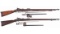 Two Springfield Trapdoor Rifles with Bayonets and Scabbards