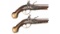 Pair of L. Lazarino and Zugno Marked Flintlock Pocket Pistols