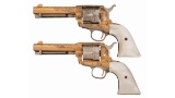 Engraved and Gold & Silver Pair of Colt SAA Revolvers