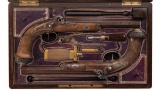 Cased Pair of Engraved Le Page Percussion Dueling/Target Pistols Marked for