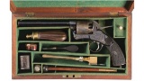 Cased Engraved Webley Long Spur Percussion Revolver
