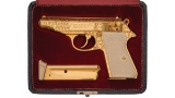 Engraved/Gold Walther PP 22 Pistol with Case