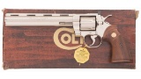 Nickel Colt Python Target Double Action Revolver with Box