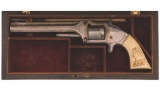 Cased Silver Plated S&W No. 2 Old Army Revolver with Carved Grip