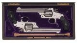 Cased Pair of Parisian Retailer S&W New Model No. 3 Revolvers