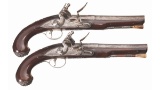 Pair of Silver Mounted James Freeman Flintlock Pistols