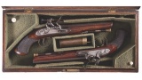 Cased Pair of Riviere Flintlock Belt Pistols