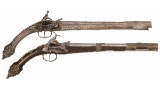 Two Ornate Balkan Miquelet Pistols