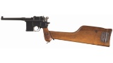 WWI German 1896 Red 9 Broomhandle Mauser Pistol with Stock