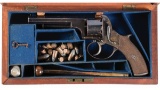 Cased J. Bott Double Action Pinfire Revolver