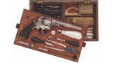 Cased Engraved and Plated Pirlot Bro. Adams Model 1851 Revolver