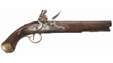 British Light Dragoon Flintlock Pistol with Powder Flask