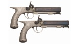 Pair of  Engraved All-Metal Swinburn Percussion Belt Pistols