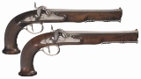 Pair of Napoleonic Percussion Conversion Officer's Pistols