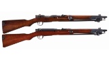 Two World War II Japanese Bolt Action Carbines with Bayonets