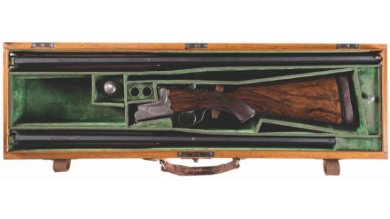 Cased Engraved R.G. Owen Over-Under Shotgun Two Barrel Set