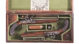 Cased Pair of S. Brunn Flintlock Dueling-Gentleman's Pistols