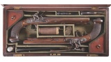 Cased Pair of W. Bond Flintlock Officers-Dueling Pistols