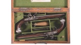 Cased Field & Parker Flintlock Officers-Dueling Pistols