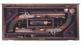 Cased Pair of Percussion Duelling Pistols