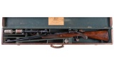 John Rigby & Co. Bolt Action .350 Magnum Rifle, Scope, Case
