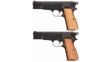 Two Belgian Browning High-Power Semi-Automatic Pistols