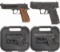 Four Semi-Automatic Pistols with Cases