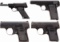 Four Belgian Browning Semi-Automatic Pistols