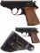Two Nazi Era Walther PPK Semi-Automatic Pistols