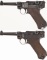 Two German Military Luger Semi-Automatic Pistols