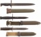 Five U.S. Bayonets and One U.S. Case Knife with Scabbards