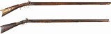 Two Small Caliber Antique American Full-Stock Percussion Rifles
