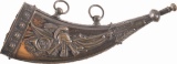 Ornate Brass Mounted Flat Powder Horn