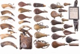 Grouping of Powder Horns, Flasks, Shot Pouches and Accessories