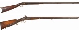 Two Percussion Side by Side Long Guns