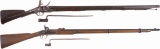 Two English Muzzle Loading Military Long Guns with Bayonets