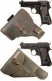 Two Beretta Model 1934 Semi-Automatic Pistols with Holsters