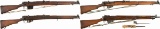 Four Enfield Military Bolt Action Rifles