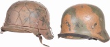 Two German Style Camouflage Pattern Stahlhelms
