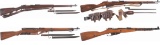 Four Military Bolt Action Longarms with Bayonets