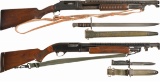 Two Trench Style Slide Action Shotguns with Bayonets