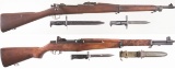Two U.S. Military Rifles with Bayonets