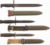 Five U.S. Bayonets and One U.S. Case Knife with Scabbards