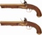 Pair of Brass-Barrelled Flintlock Pistols with Taylor Locks