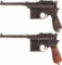 Two Broomhandle Semi-Automatic Pistols