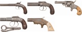 Five Engraved Antique American Handguns