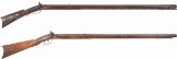 Two Antique Back Action Percussion Long Rifles
