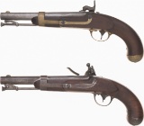 Two U.S. Single Shot Martial Pistols